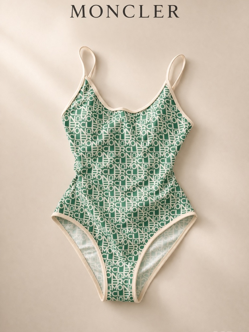 Moncler All-Over Logo Printed One-piece Swimsuit size XS NWT